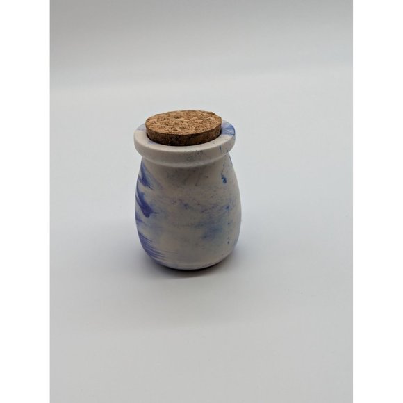 Pencil or Makeup Jar and Mushroom Trinket Jar Blue Handmade - Picture 3 of 10